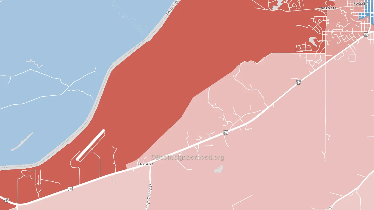 McDowell, AL block-group political-lean map
