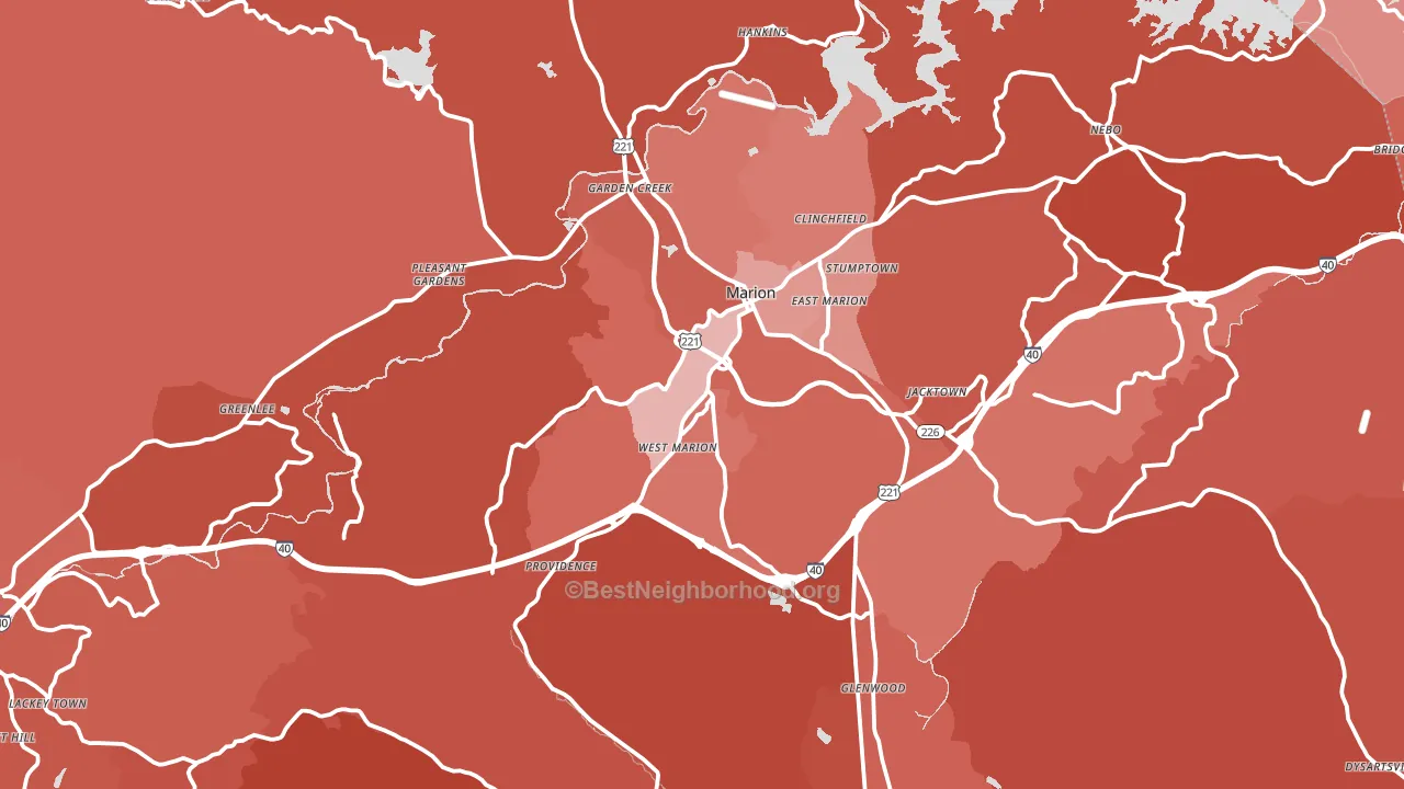 McDowell County, NC block-group political-lean map