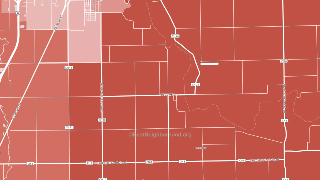 McDowell, IL block-group political-lean map