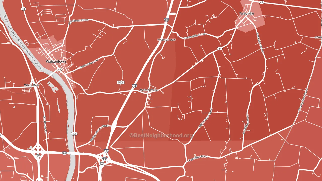 McEwensville, PA block-group political-lean map