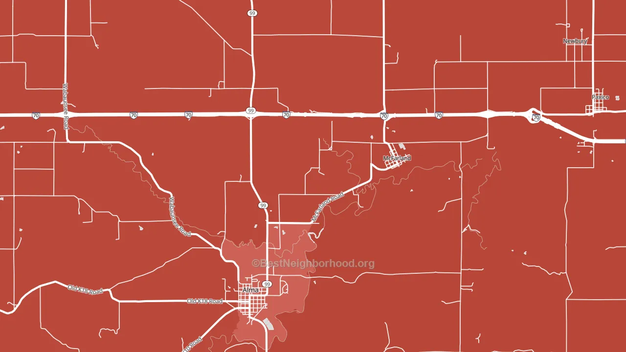 McFarland, KS block-group political-lean map