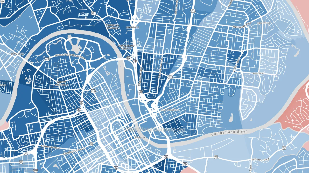 McFerrin Park, Nashville, TN block-group political-lean map