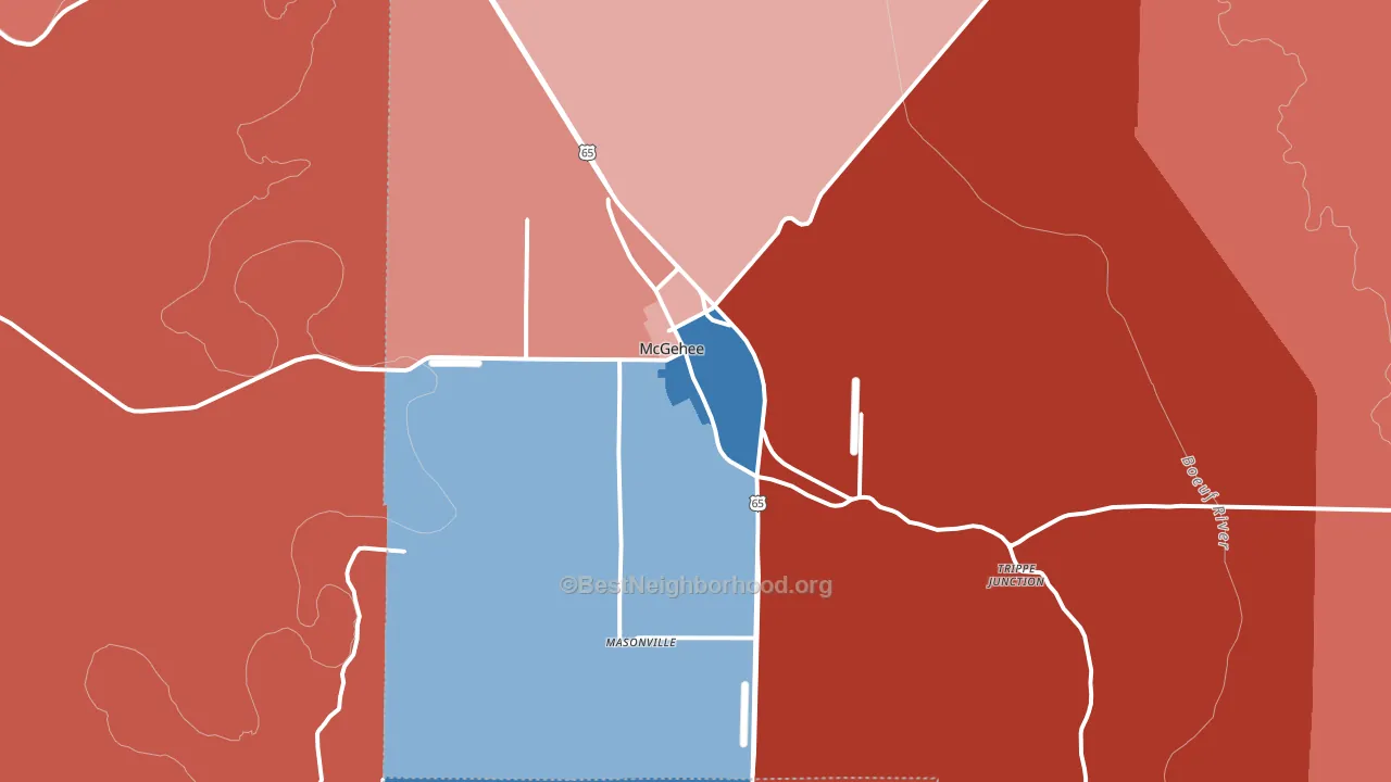 McGehee, AR block-group political-lean map
