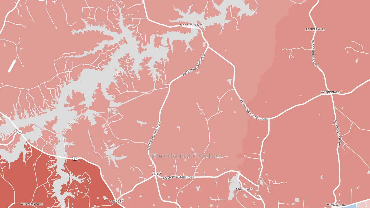 McGehees Mill, NC block-group political-lean map