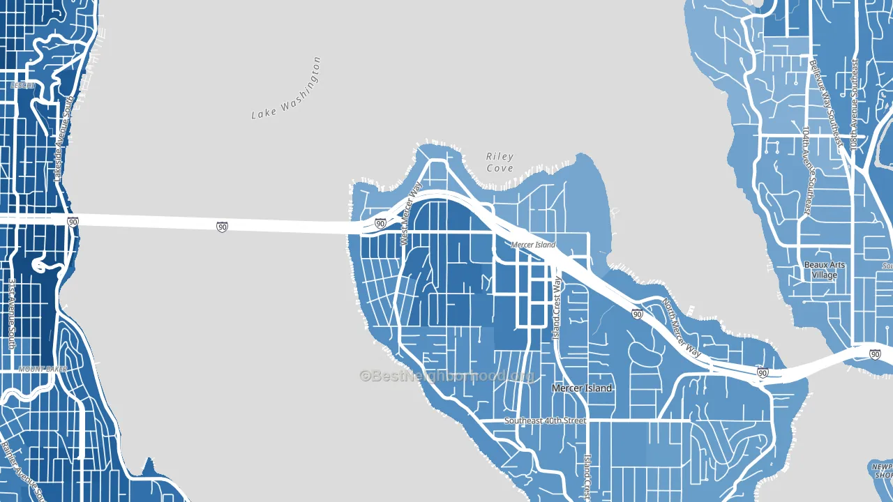McGilvra, Mercer Island, WA block-group political-lean map