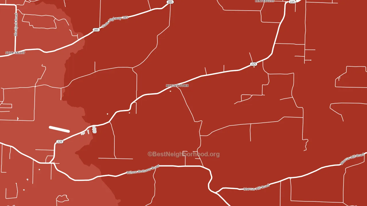 McGintytown, AR block-group political-lean map