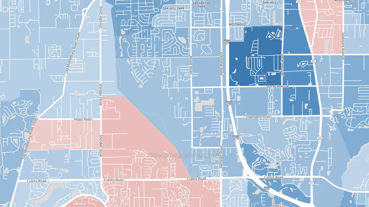 McGirts Creek, Jacksonville, FL block-group political-lean map
