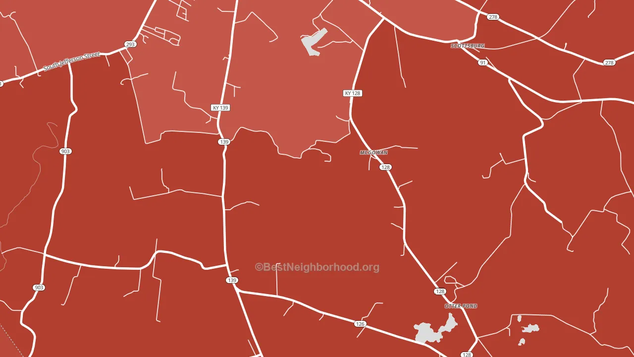 McGowan, KY block-group political-lean map