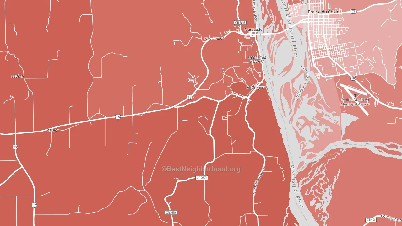 McGregor, IA block-group political-lean map