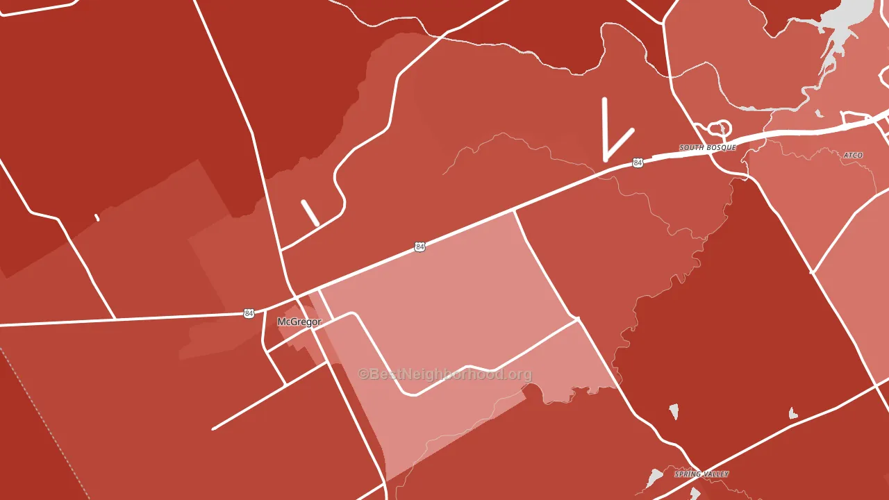 McGregor, TX block-group political-lean map