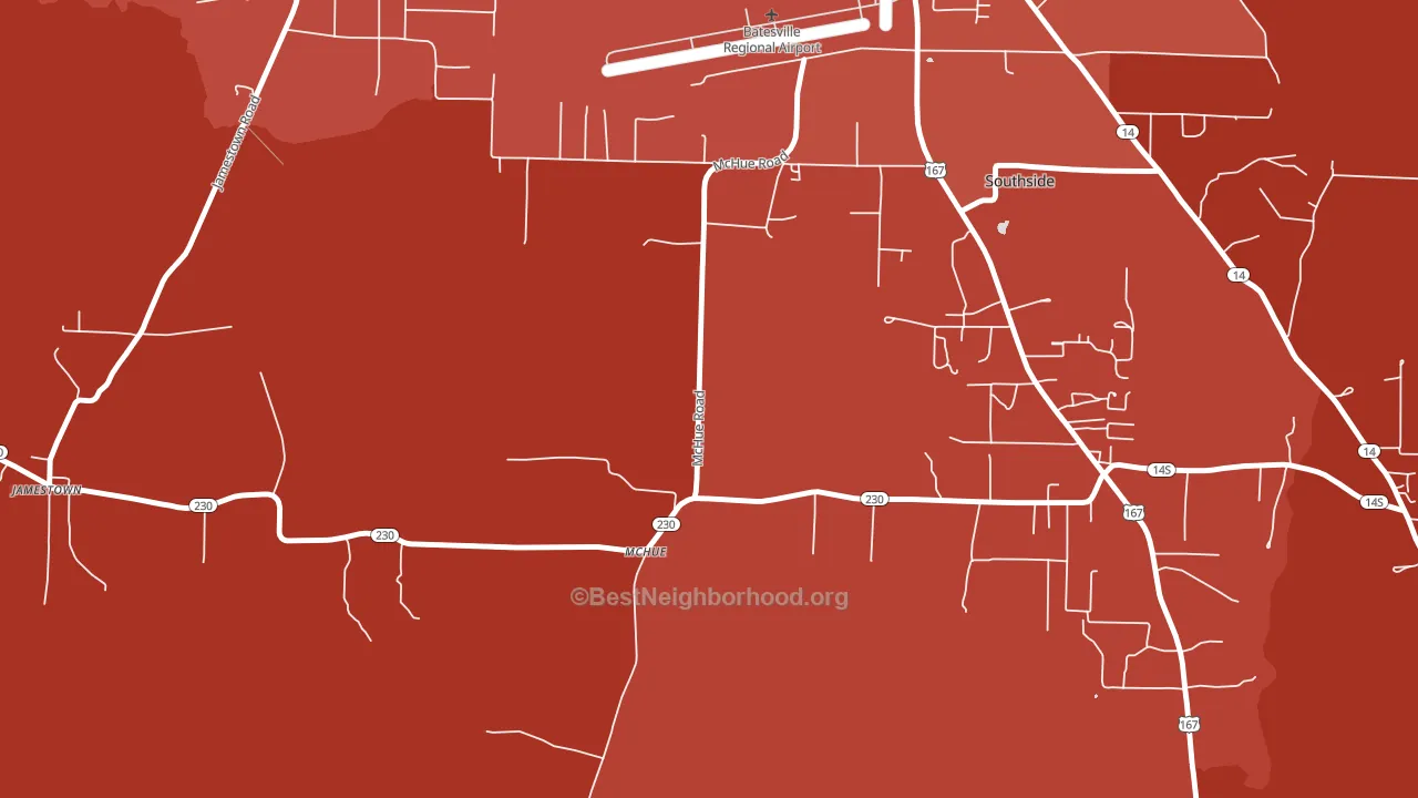 McHue, AR block-group political-lean map