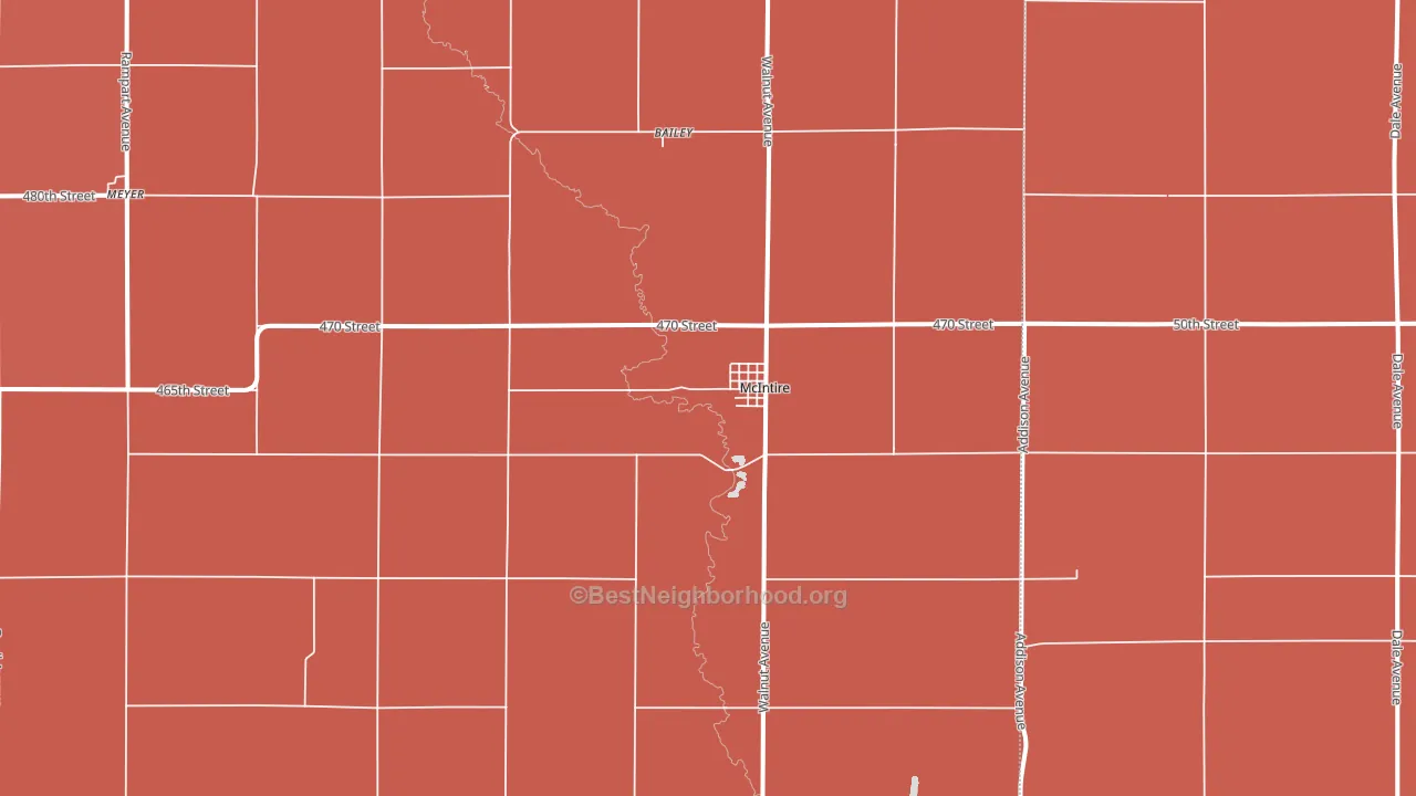McIntire, IA block-group political-lean map