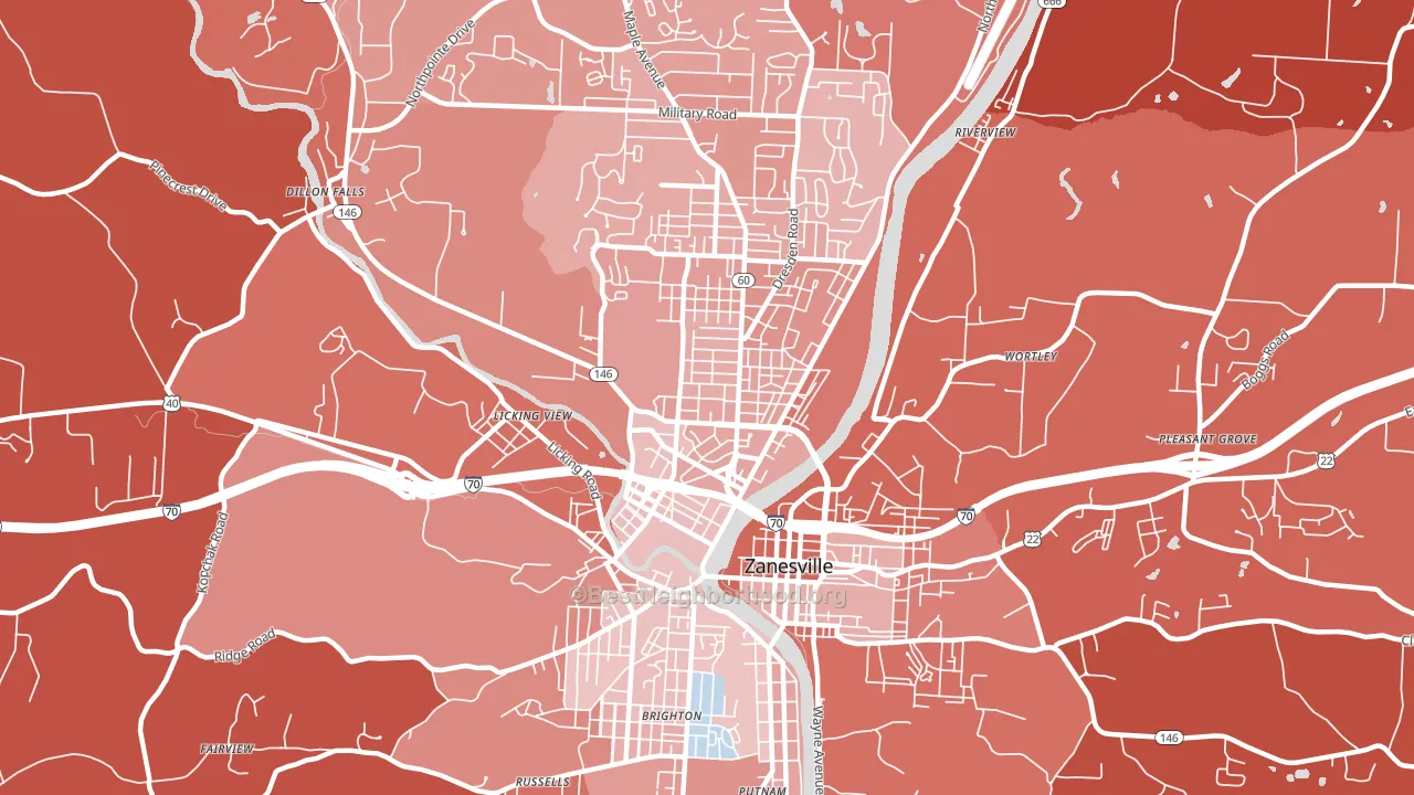 McIntire Terrace Historic District, Zanesville, OH block-group political-lean map