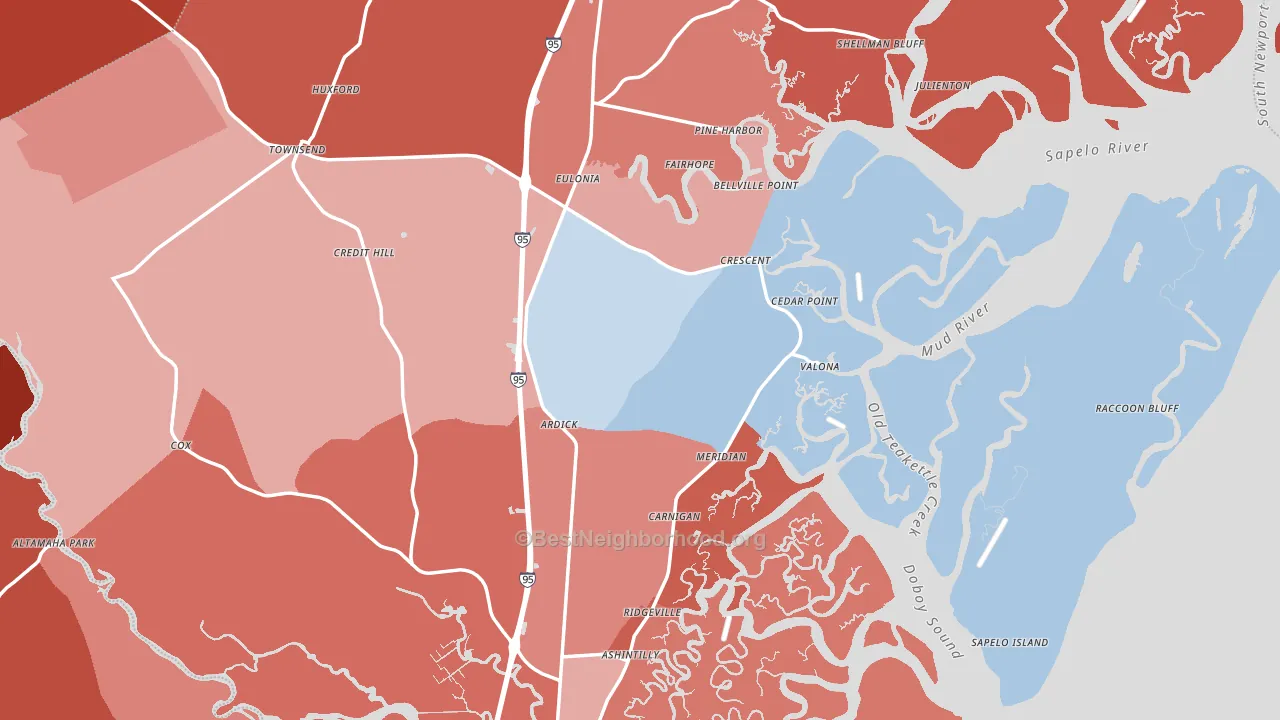 McIntosh County, GA block-group political-lean map