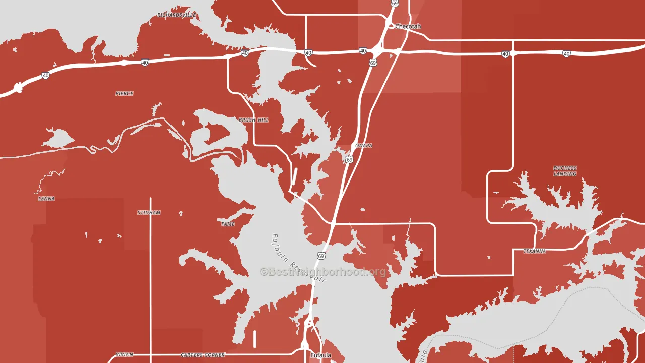 McIntosh County, OK block-group political-lean map