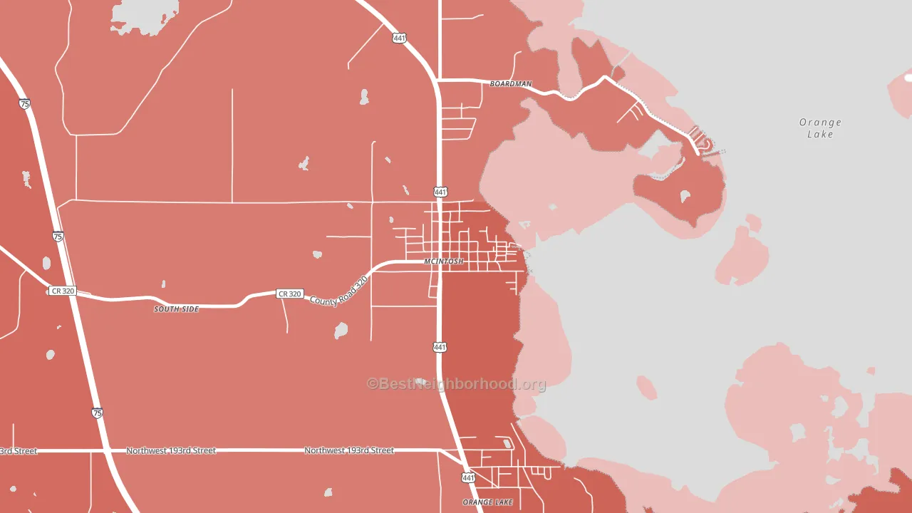 McIntosh, FL block-group political-lean map