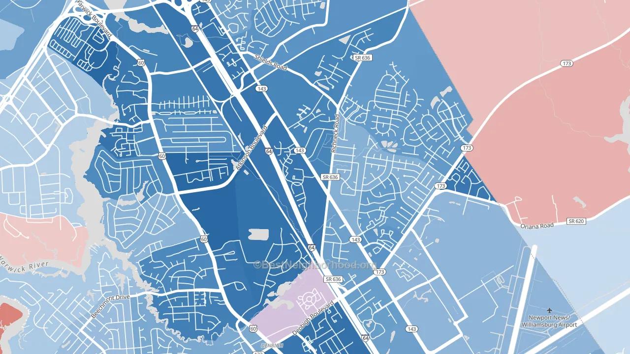 McIntosh, Newport News, VA block-group political-lean map