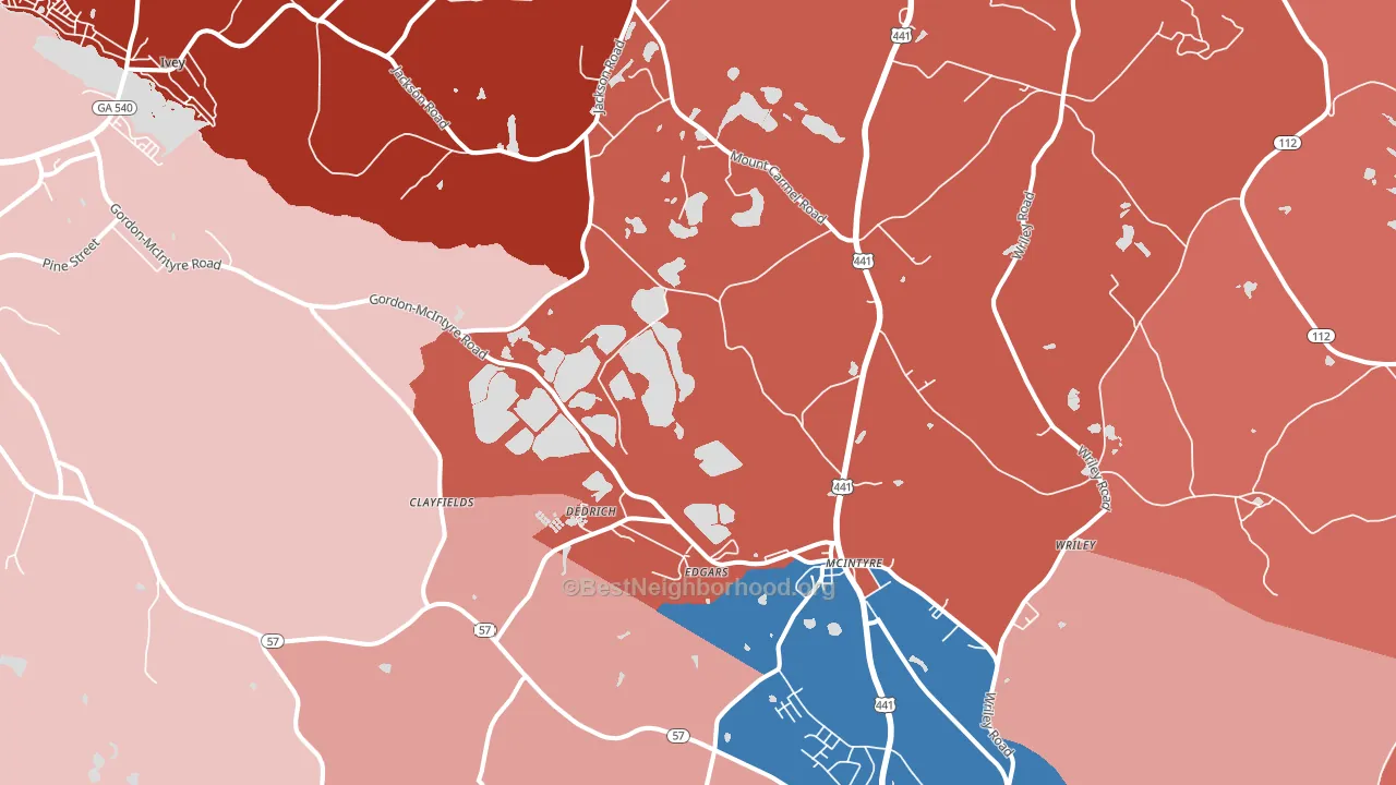 McIntyre, GA block-group political-lean map