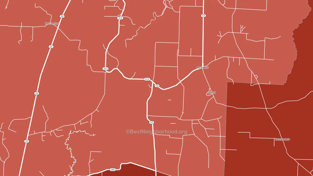 McKamie, AR block-group political-lean map