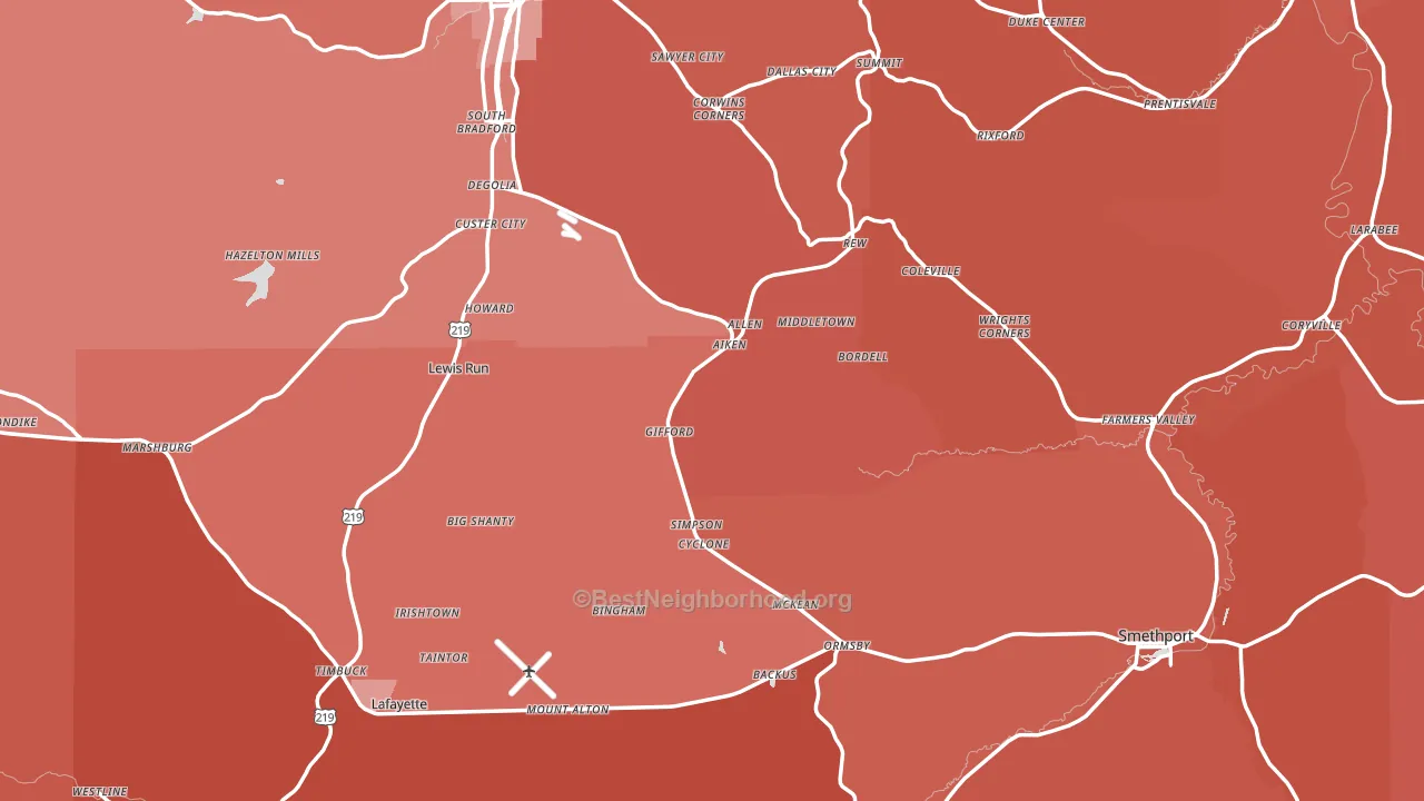 McKean County, PA block-group political-lean map