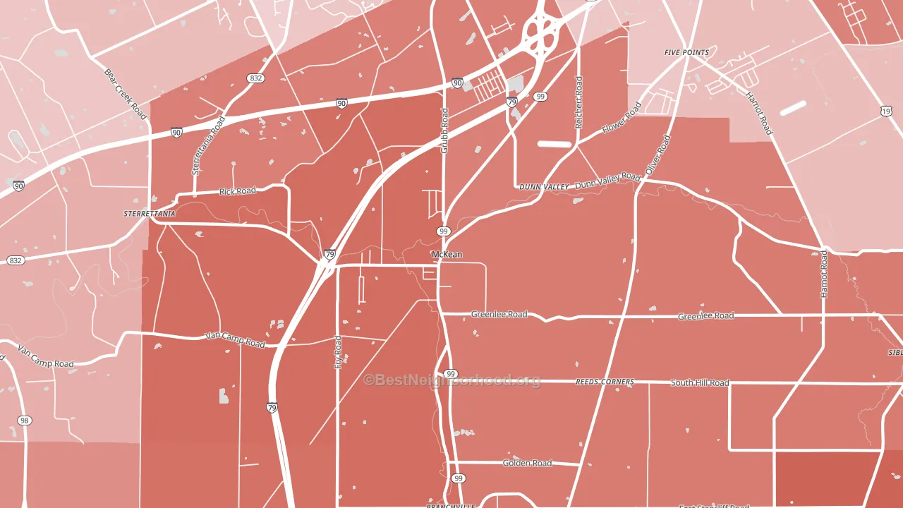 McKean, PA block-group political-lean map