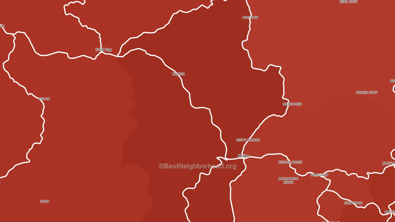 McKee, KY block-group political-lean map