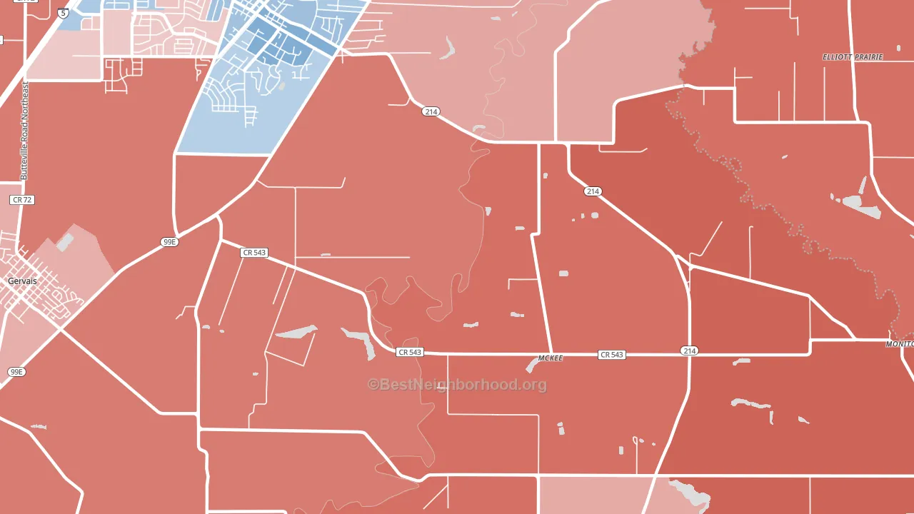 McKee, OR block-group political-lean map