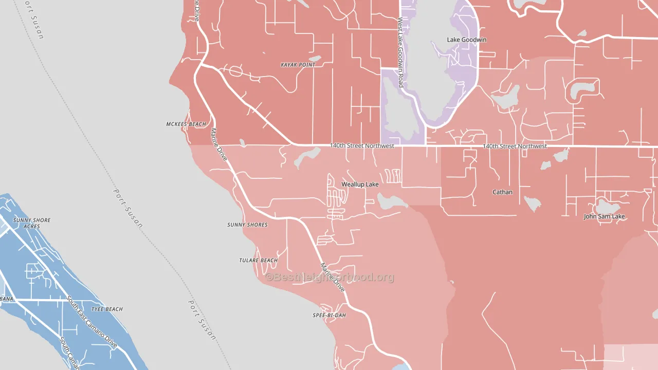 McKees Beach, WA block-group political-lean map