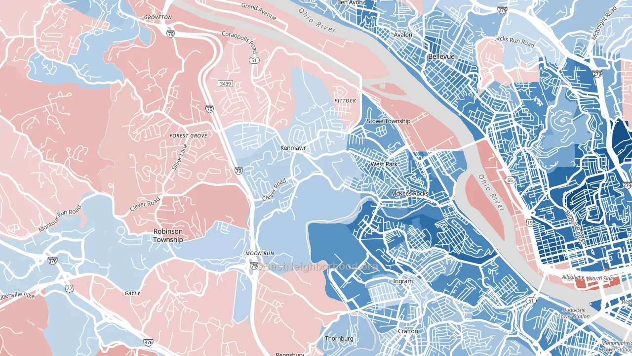 Mckees Rocks, PA block-group political-lean map