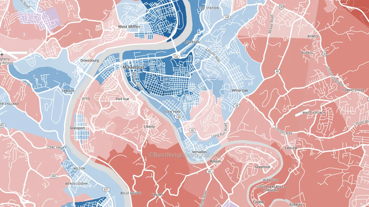 McKeesport, PA block-group political-lean map
