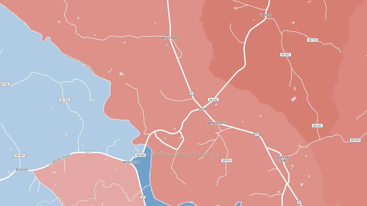 McKendree, VA block-group political-lean map