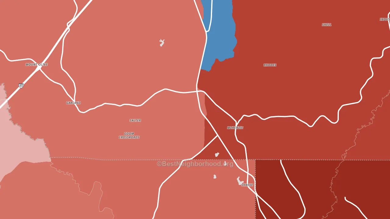McKenzie, AL block-group political-lean map