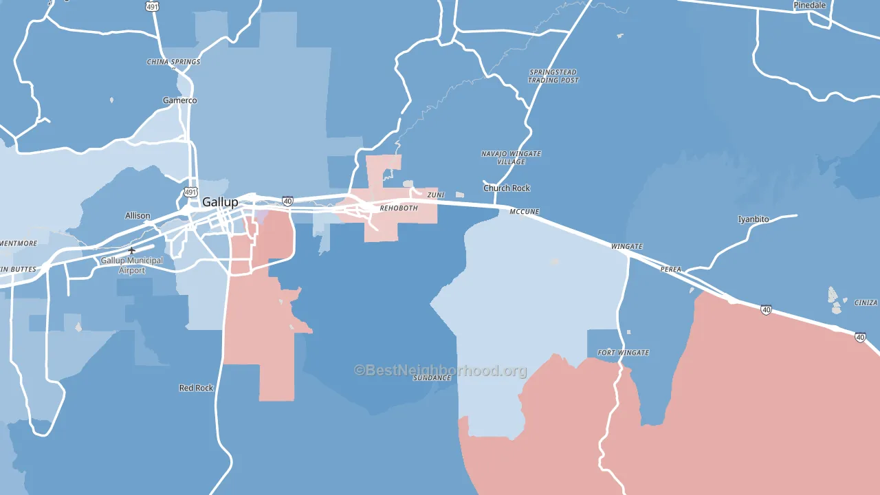 McKinley County, NM block-group political-lean map