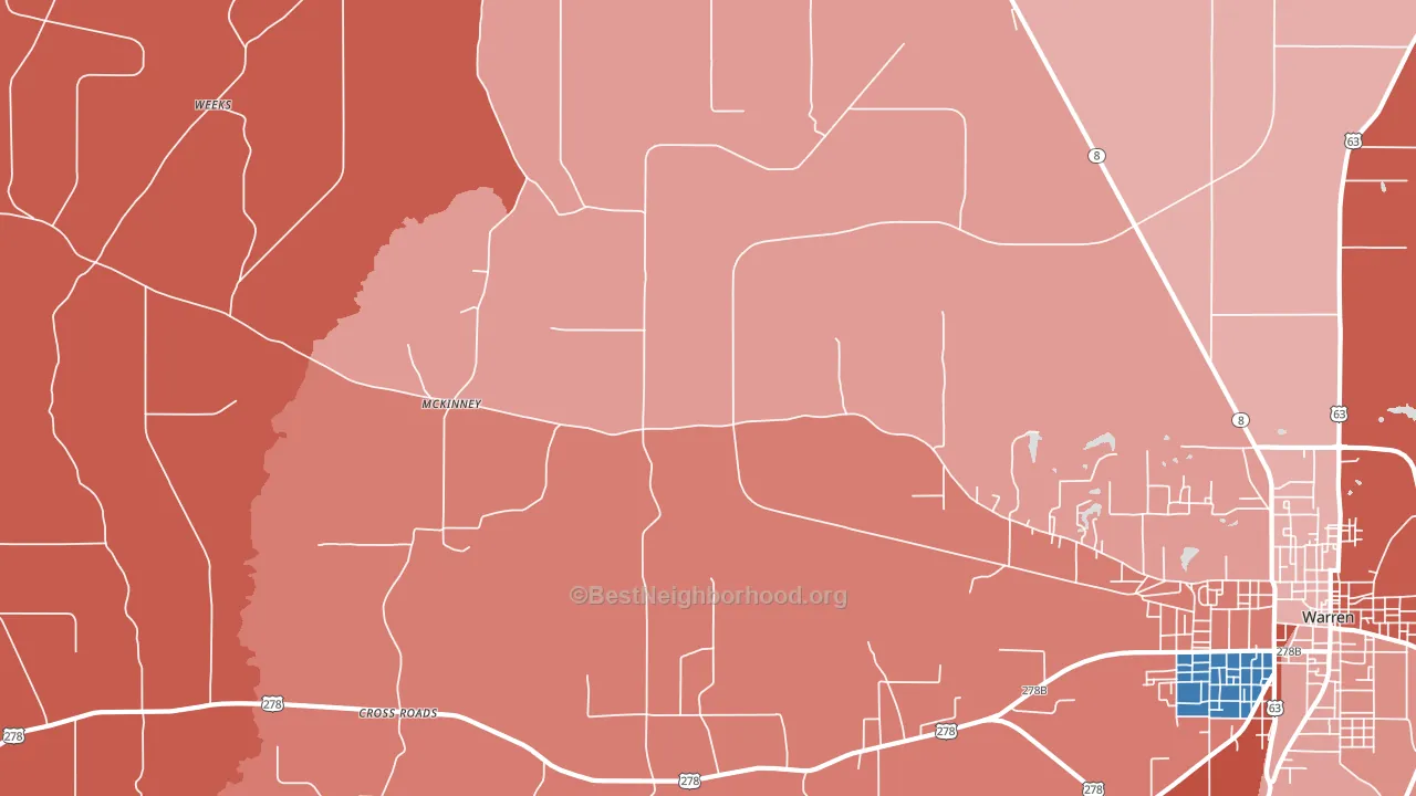 McKinney, AR block-group political-lean map