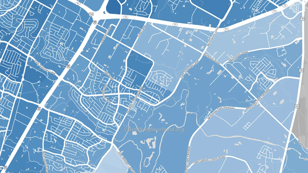 McKinney, Austin, TX block-group political-lean map