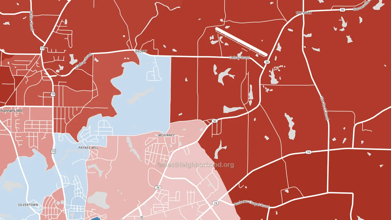 McKinney, GA block-group political-lean map