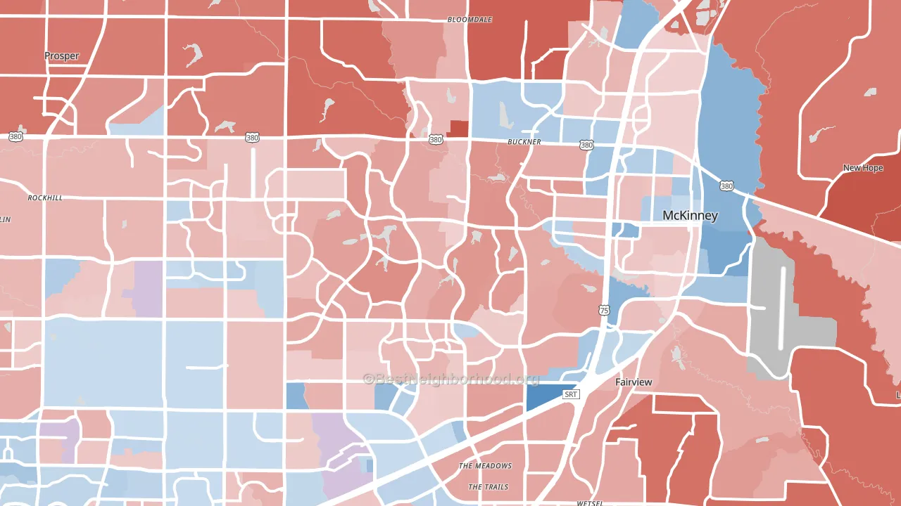 McKinney, TX block-group political-lean map