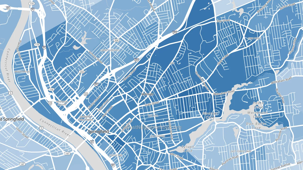McKnight, Springfield, MA block-group political-lean map