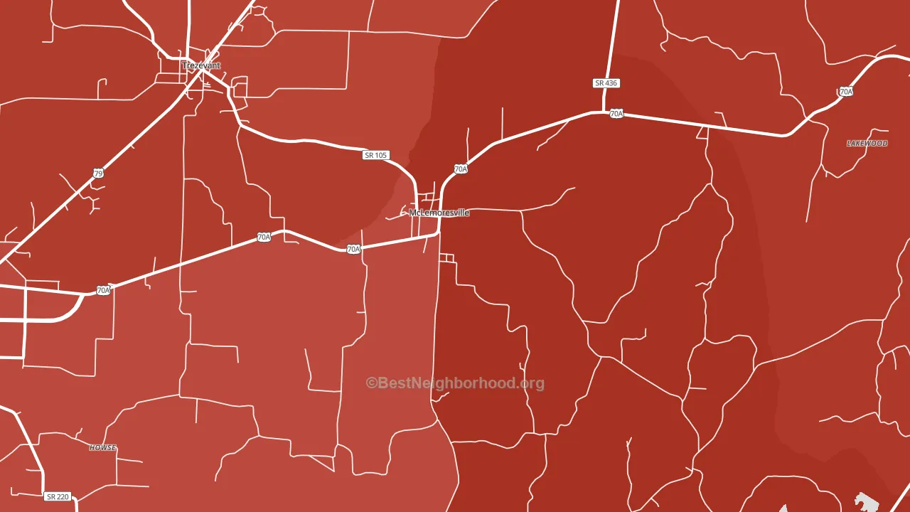 McLemoresville, TN block-group political-lean map