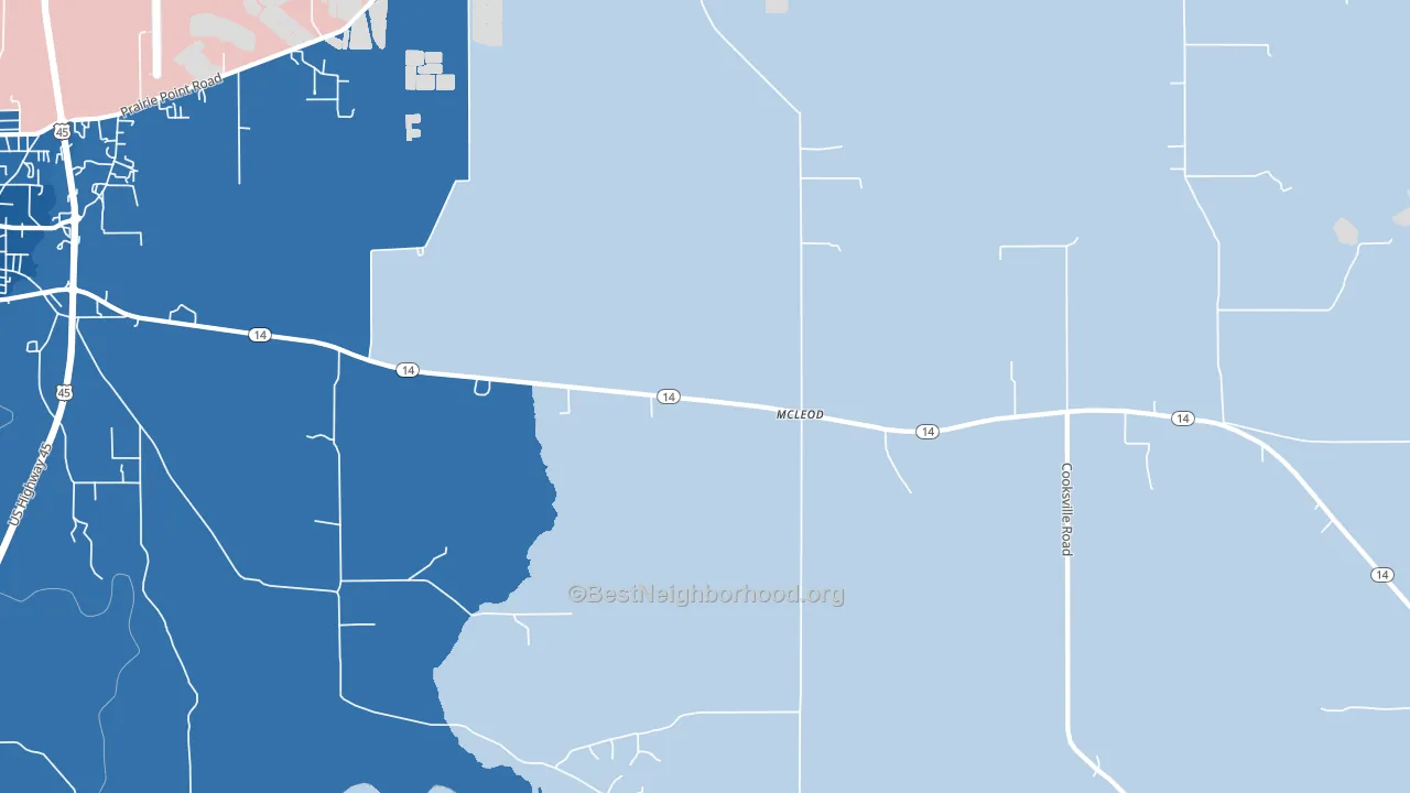 McLeod, MS block-group political-lean map