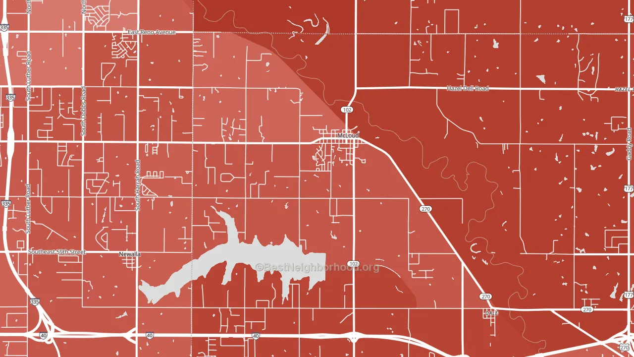 Mcloud, OK block-group political-lean map