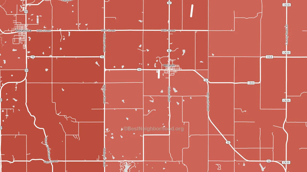McLouth, KS block-group political-lean map