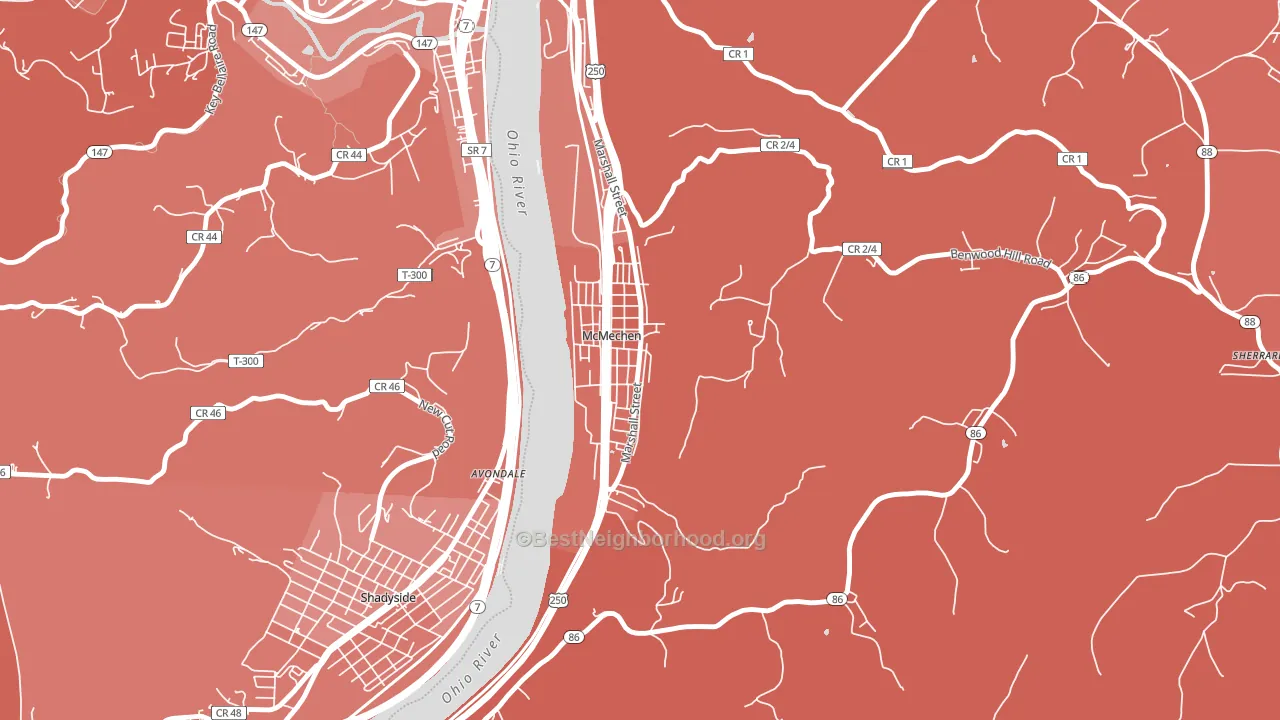 McMechen, WV block-group political-lean map