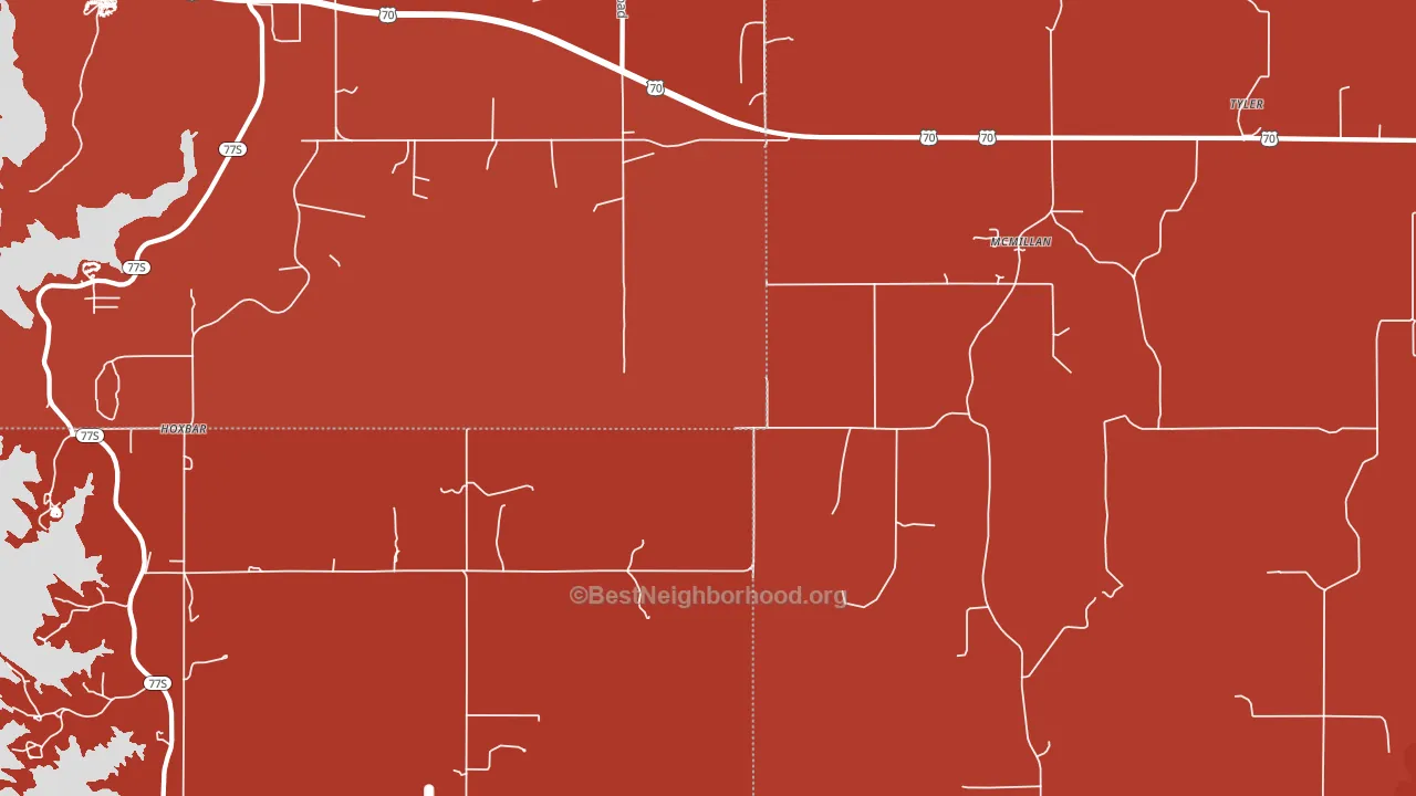 McMillan, OK block-group political-lean map