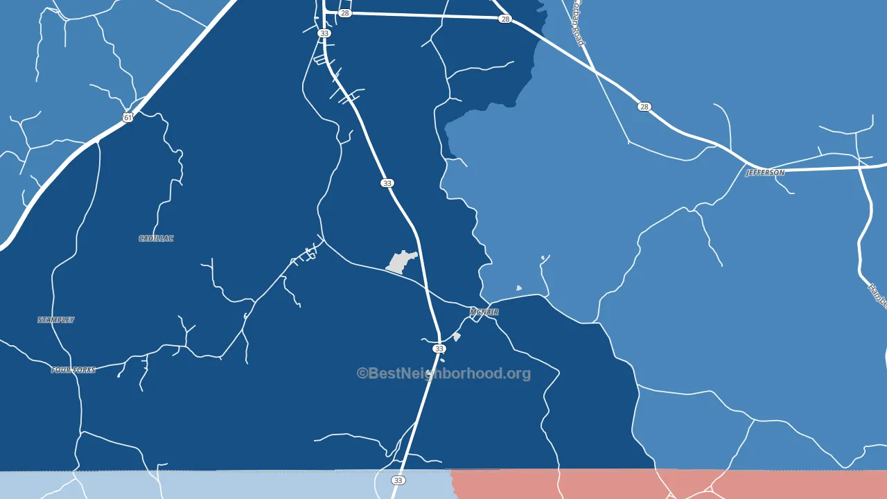 McNair, MS block-group political-lean map