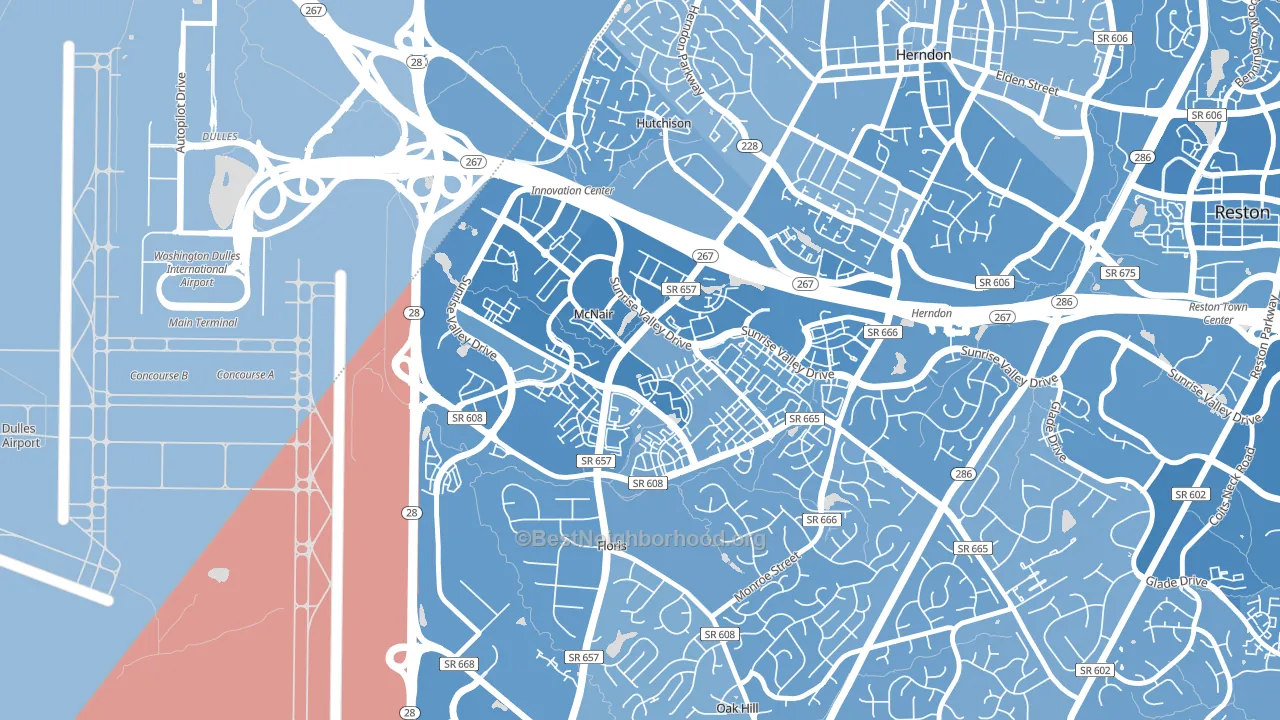 McNair, VA block-group political-lean map