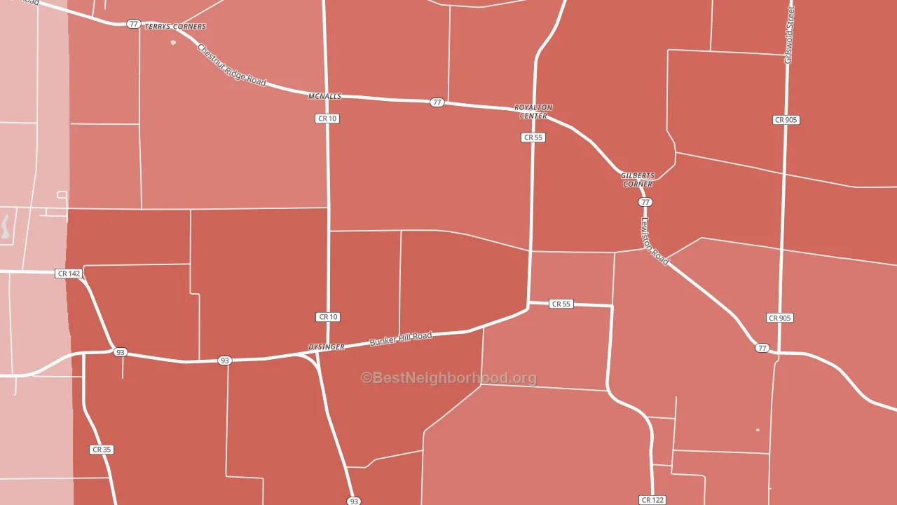 McNalls, NY block-group political-lean map