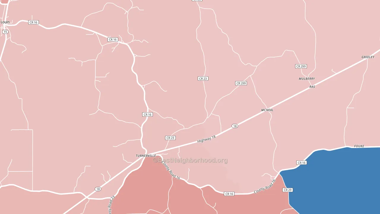 McNeal, MS block-group political-lean map