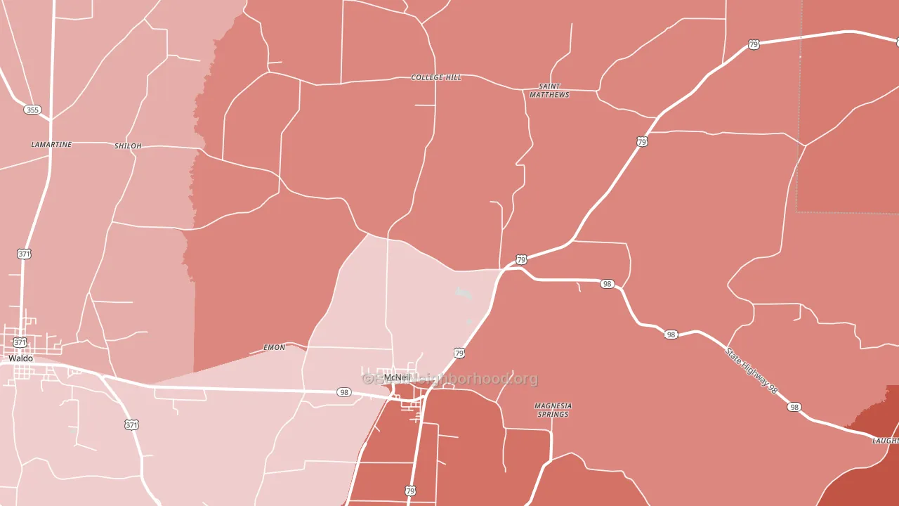 McNeil, AR block-group political-lean map