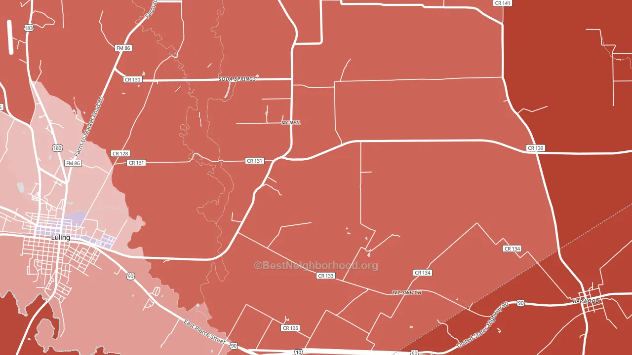 McNeil, TX block-group political-lean map